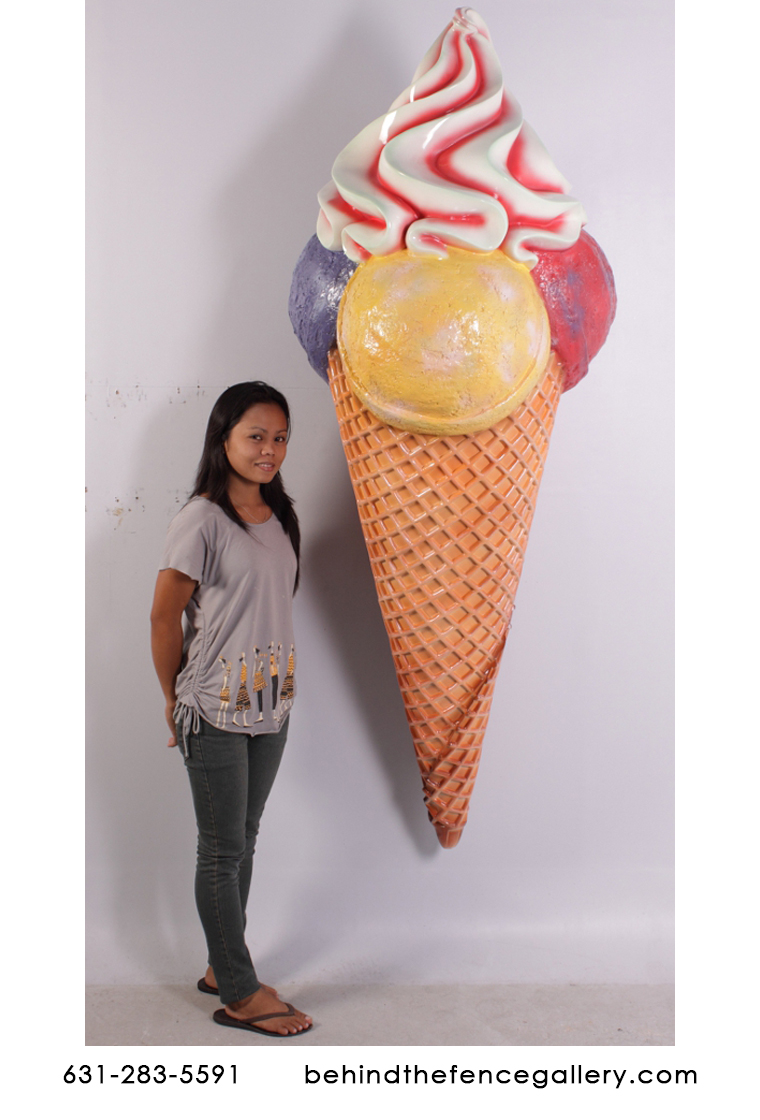 Hard Scoop Giant Wall Mounted Ice Cream Cone Statue Giant Ice
