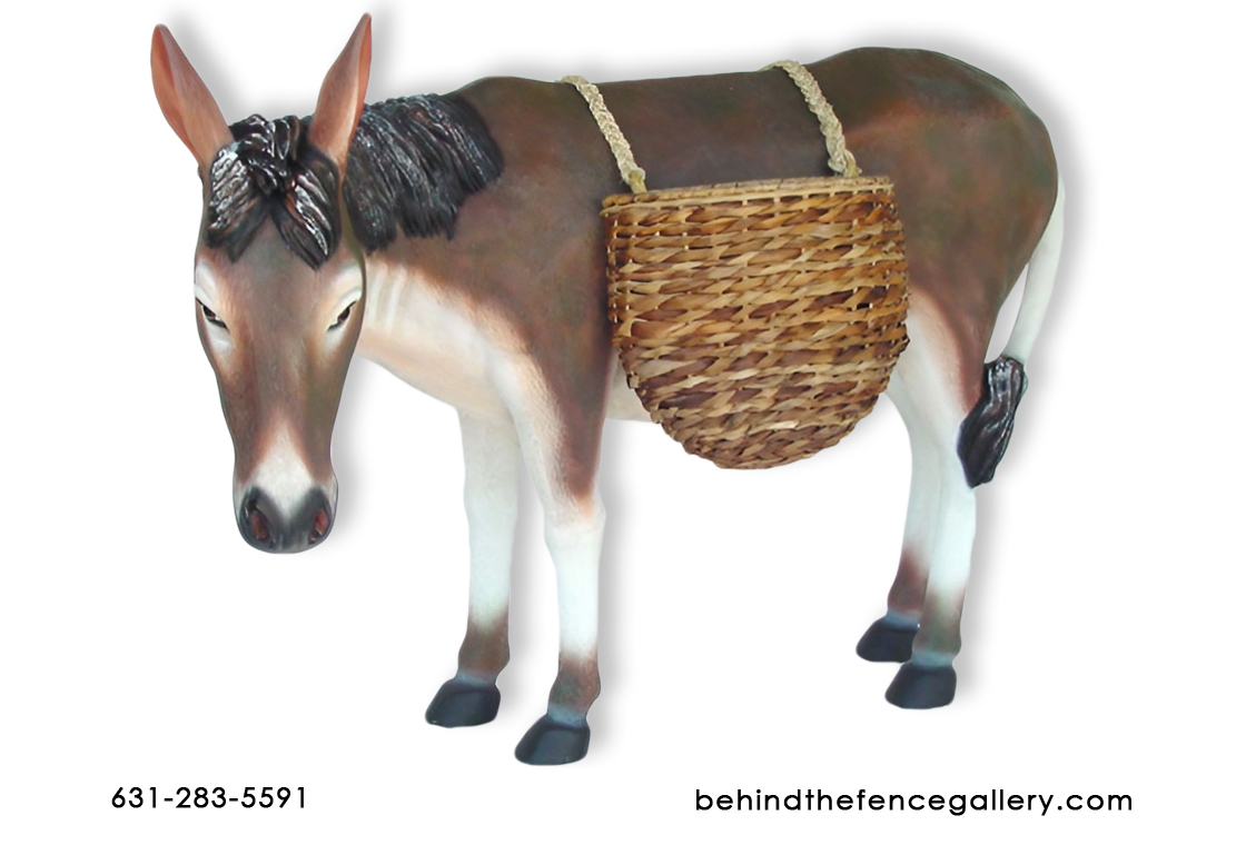 Donkey Statue 3 Ft. with Baskets