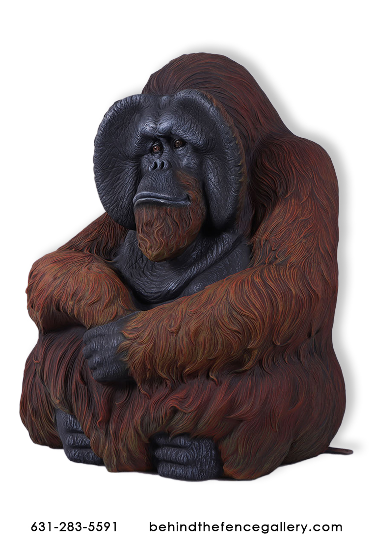 Sitting Orangutan Statue - Click Image to Close