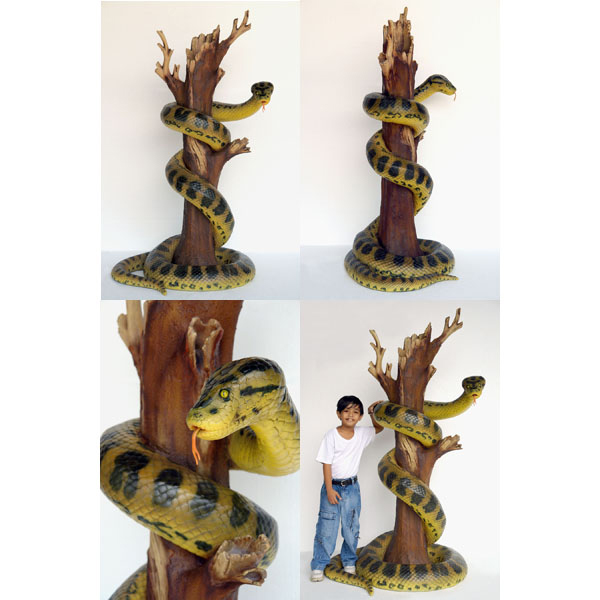 Large Anaconda In Tree Statue