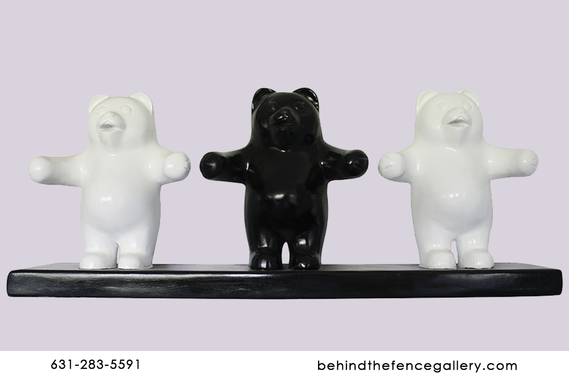 Black and White Gummy Bear Trio Wall Mount Statue - Click Image to Close