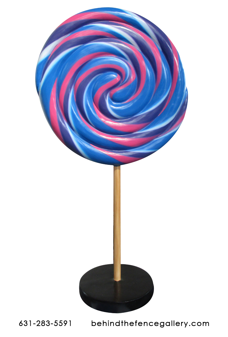 Blue and Pink Swirled Lollipop Candy Statue - Click Image to Close
