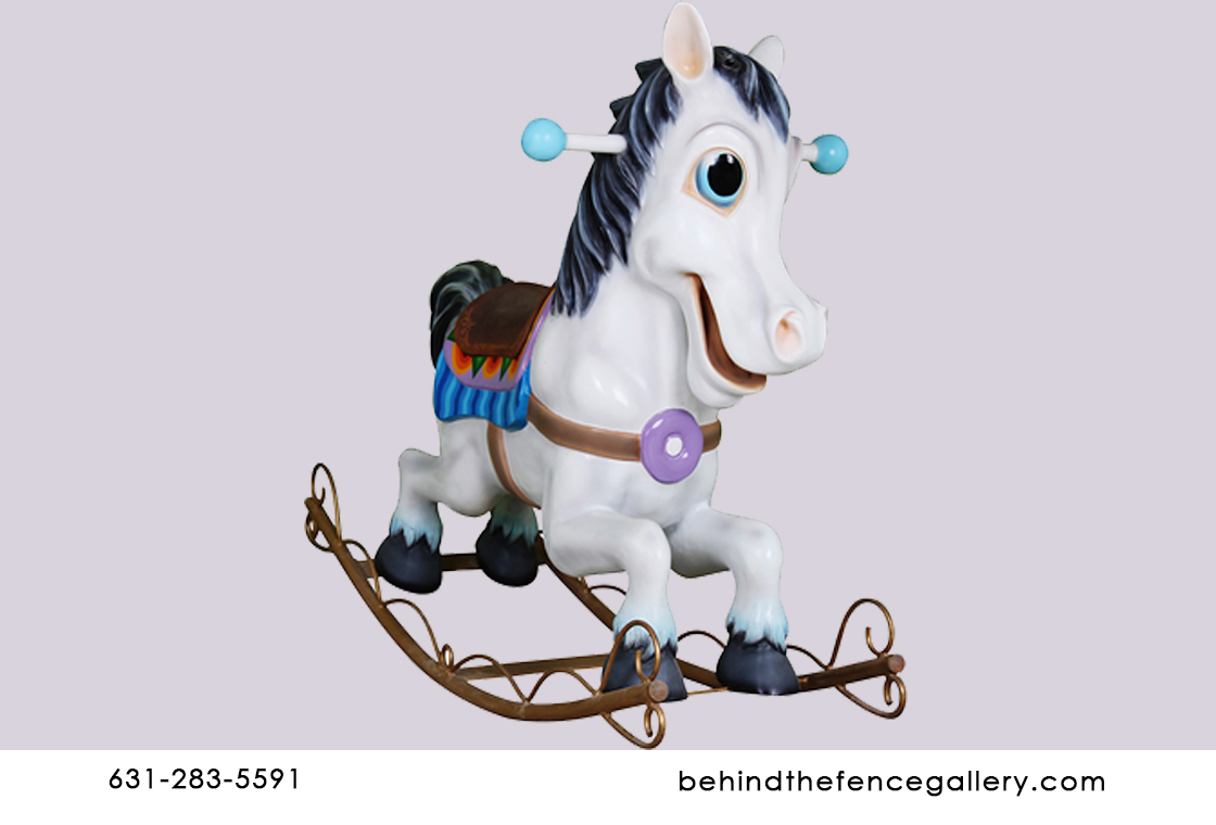 Cartoon White Rocking Horse Statue