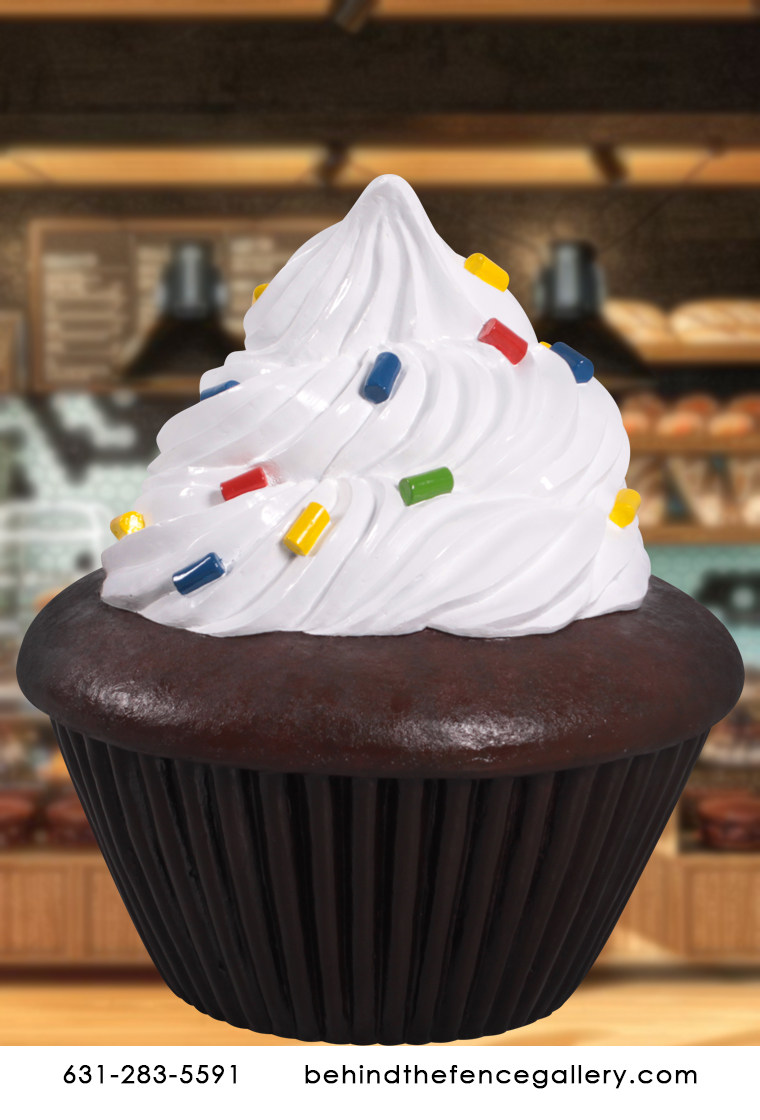 Jumbo Chocolate Cupcake with Frosting Statue - Click Image to Close