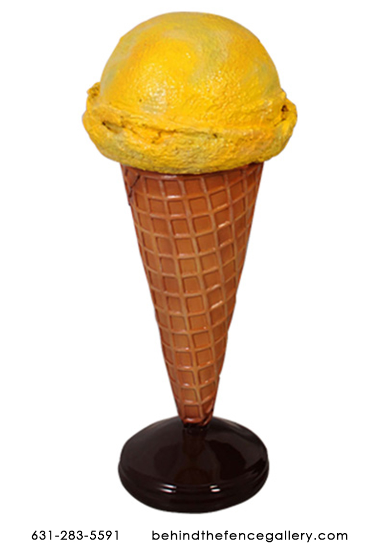 Lemon Hard Scoop Ice Cream Cone Statue - Click Image to Close