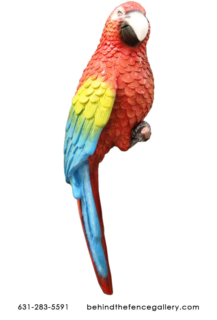 Perched Life Size Scarlet Macaw Statue
