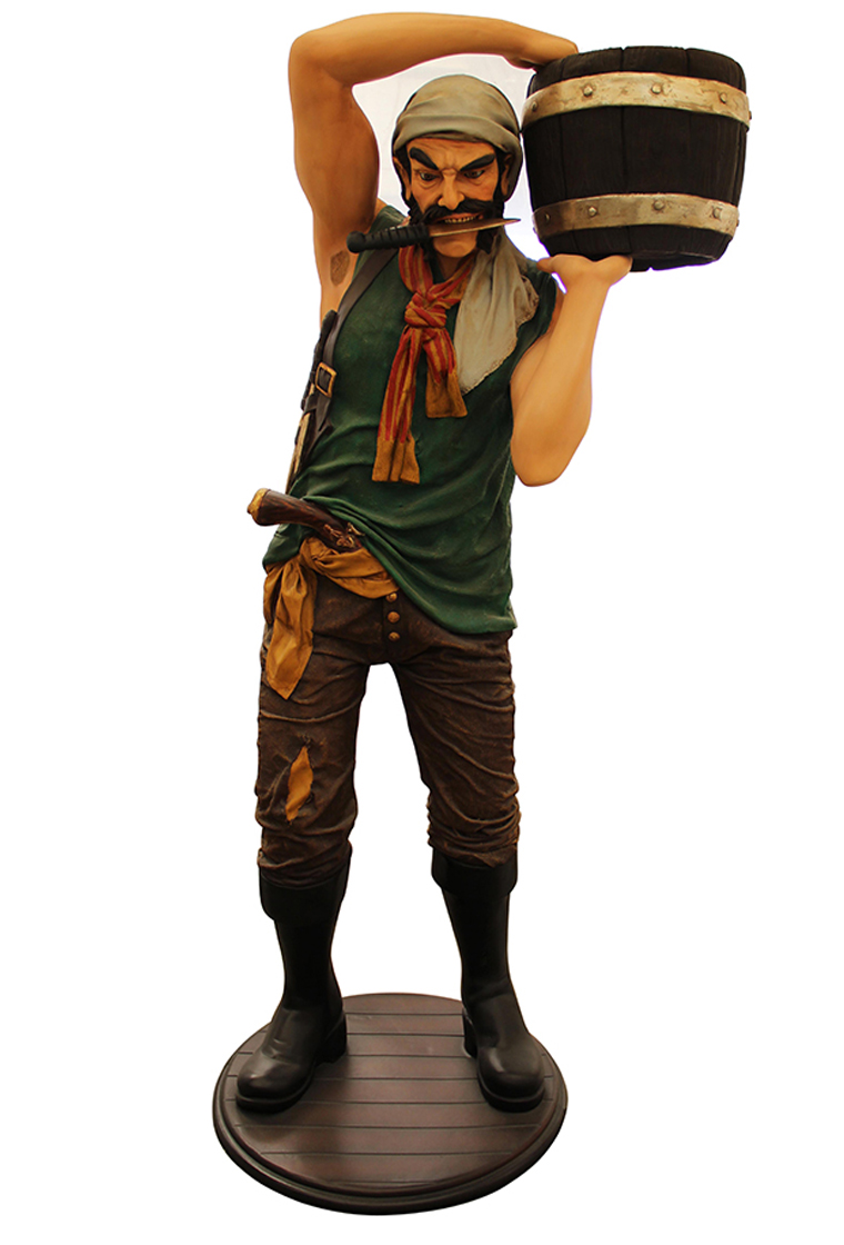 PIRATE WITH BARREL STATUE TYPE B - Click Image to Close