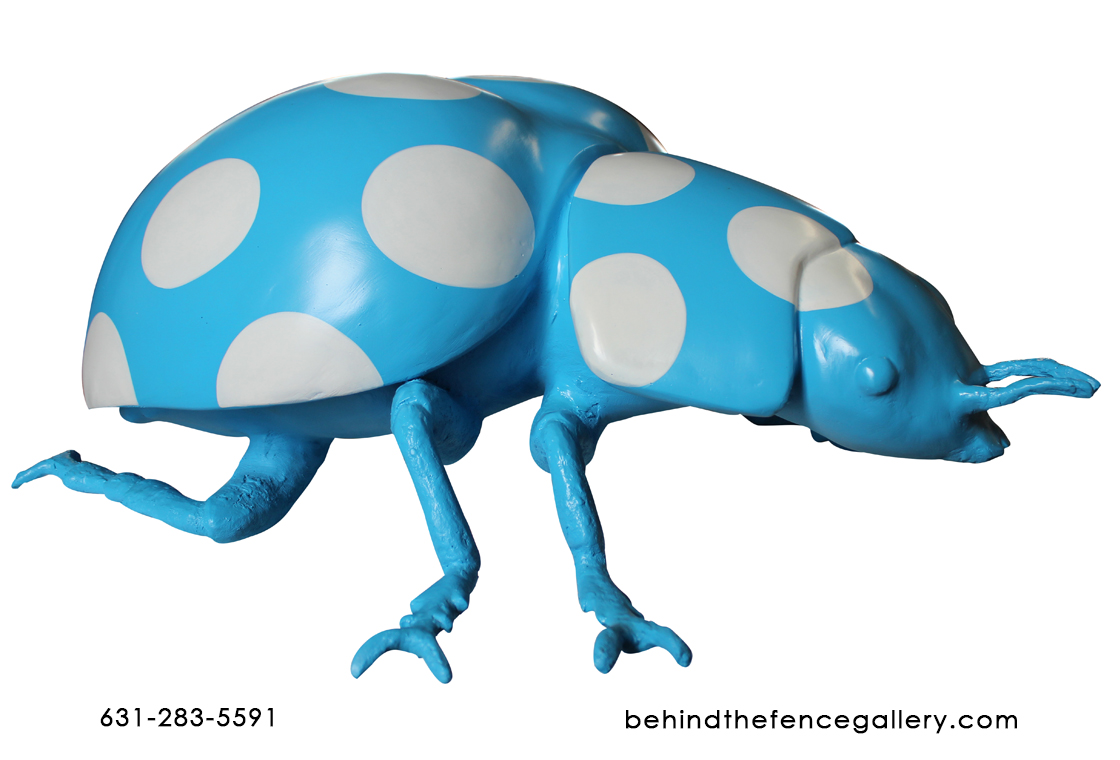 Blue Polka Dot Over Sized Pop Art Beetle Statue