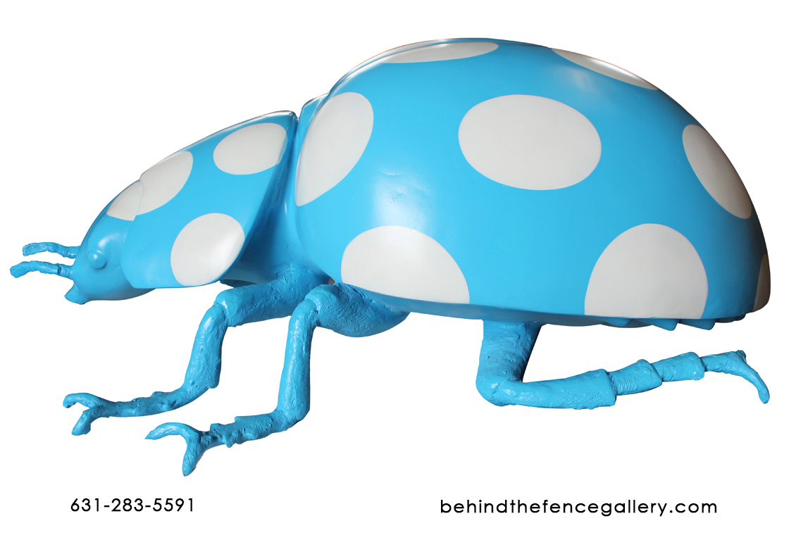 Blue Polka Dot Over Sized Pop Art Beetle Statue