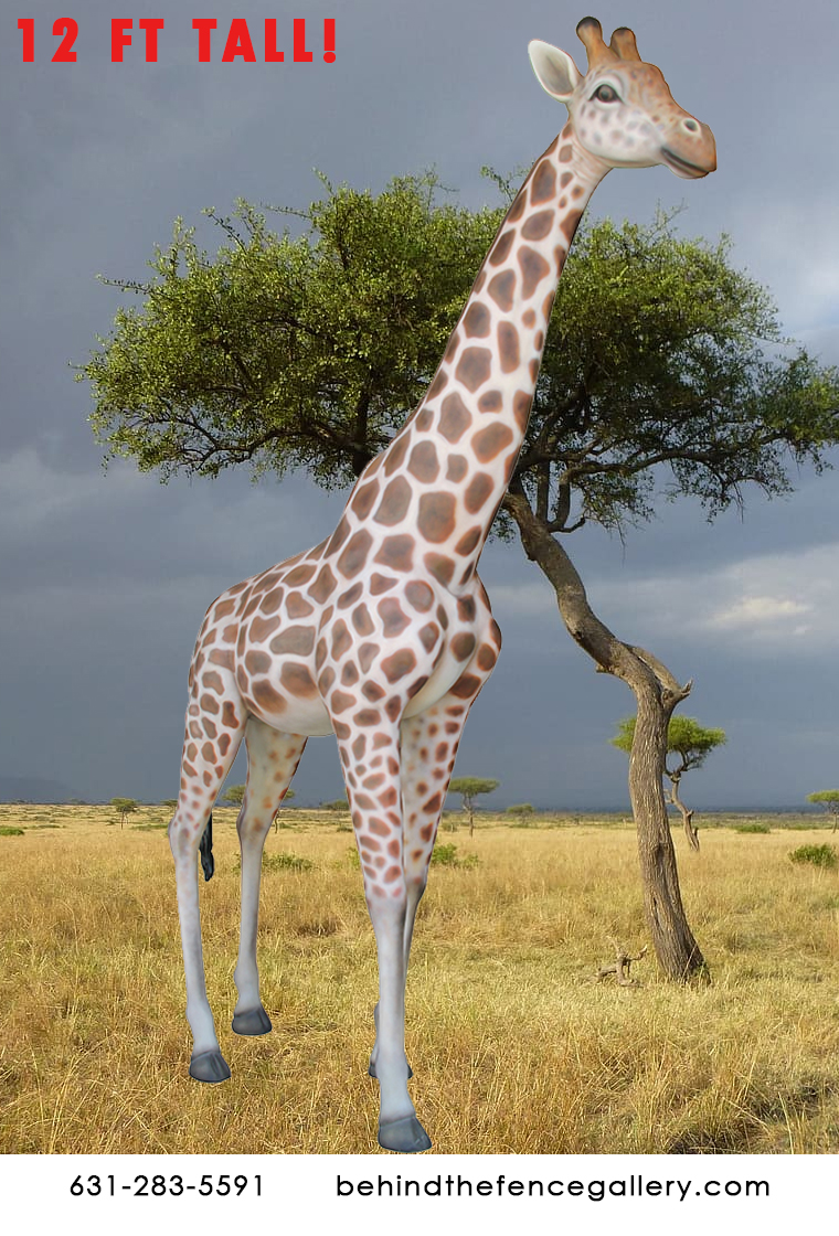 Smooth 12 ft. Tall Giraffe Statue - Click Image to Close