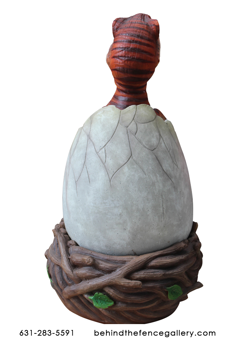 Hatching Raptor Dinosaur in Egg Statue