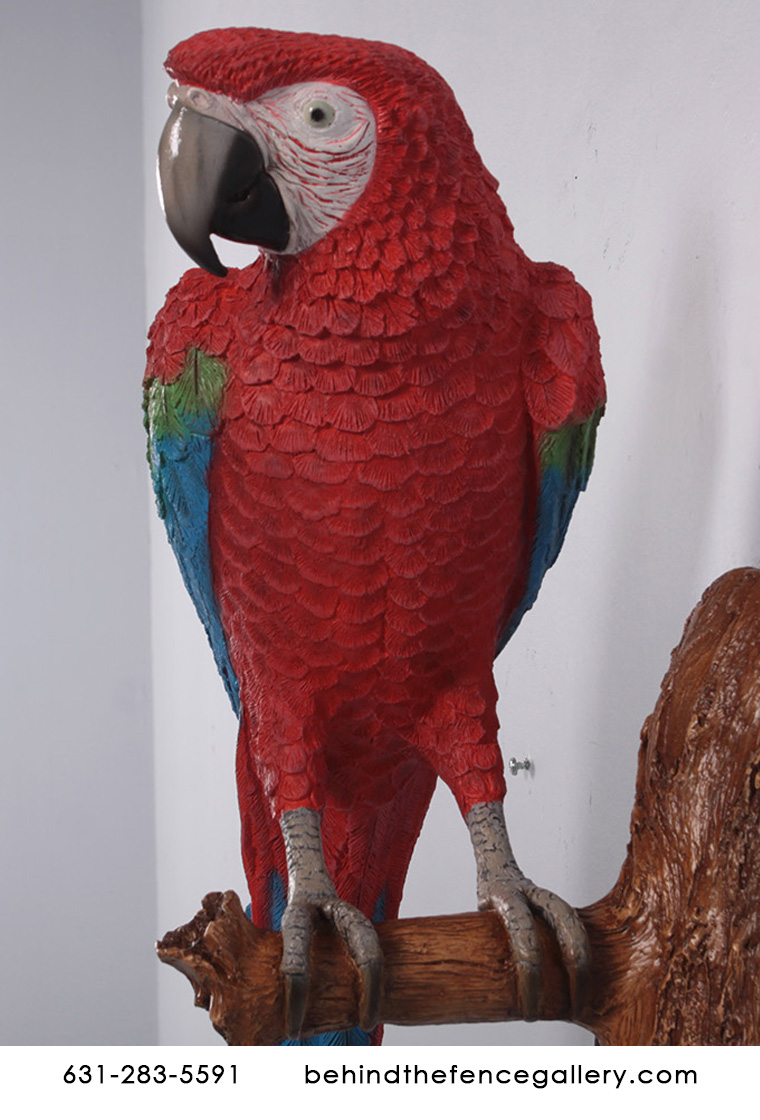 Life Size Scarlet Macaw Parrot Statue