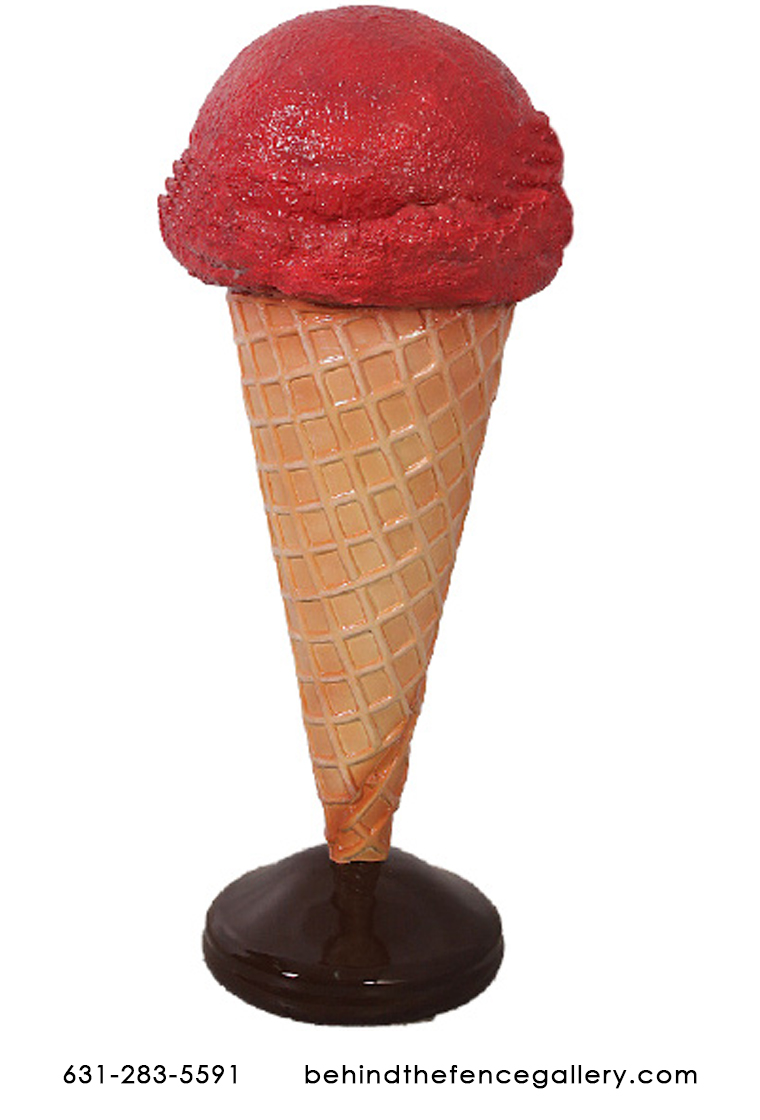 Cherry Hard Scoop Ice Cream Cone Statue - Click Image to Close