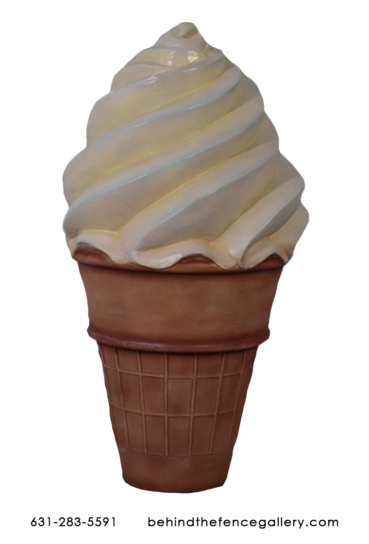 Wafer Cone Soft Serve Vanilla Ice Cream Statue - Click Image to Close