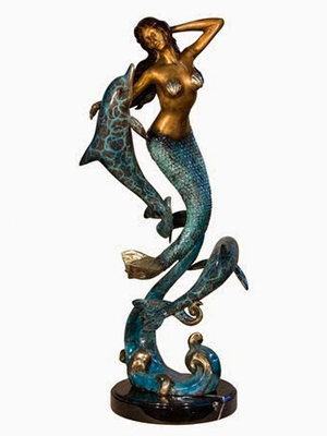 Bronze Mermaid with Dolphins