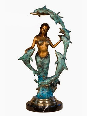 Bronze Mermaid with Dolphins 2