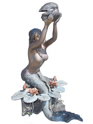 Bronze Mermaid with Flowers