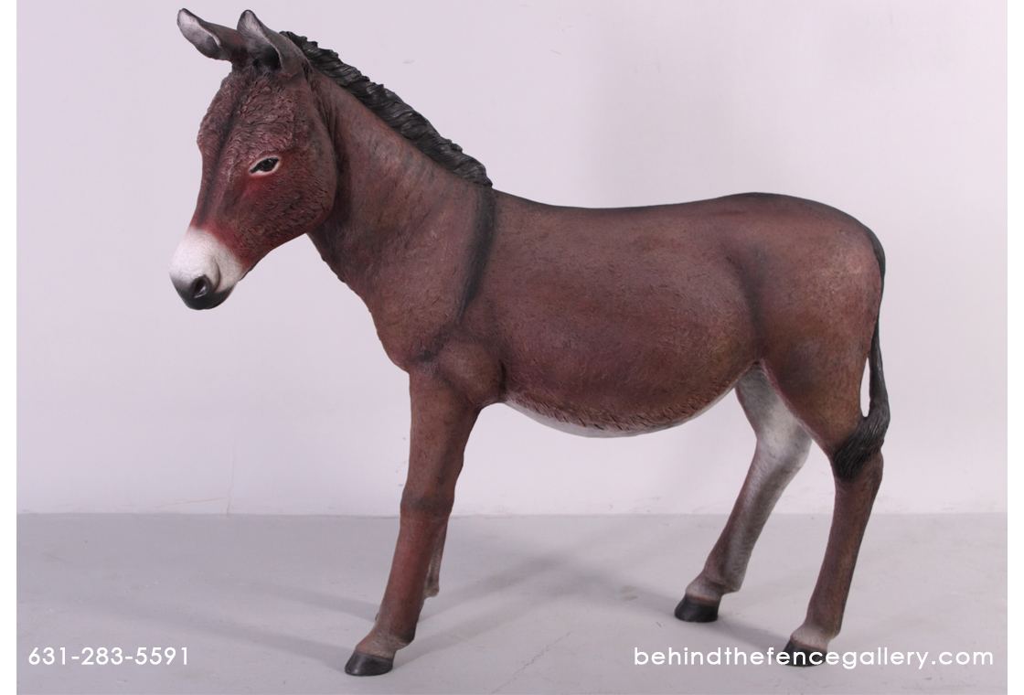 Farm Prop Brown Donkey Life Size Fiberglass Resin Statue - Click Image to Close