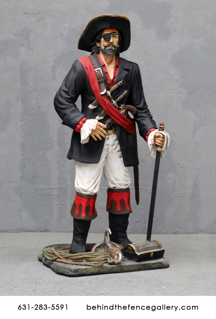 Captain Pirate Standing Statue - 6Ft. - Click Image to Close