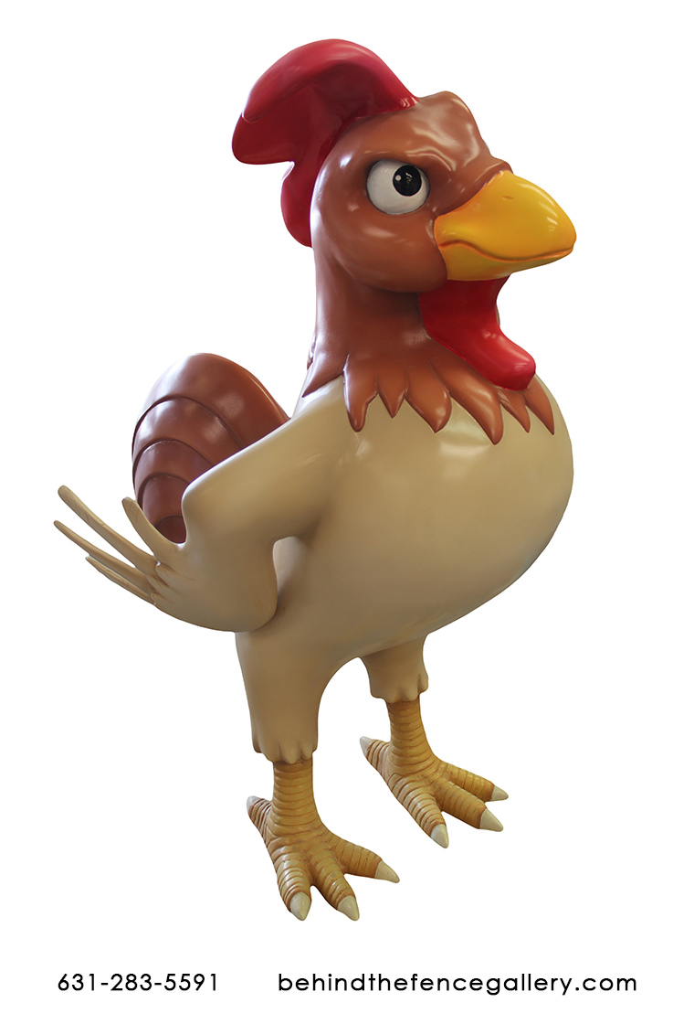 Cartoon Rooster Statue - Click Image to Close