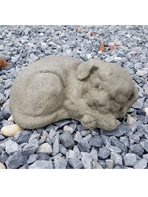 Cast Stone Curled Dog