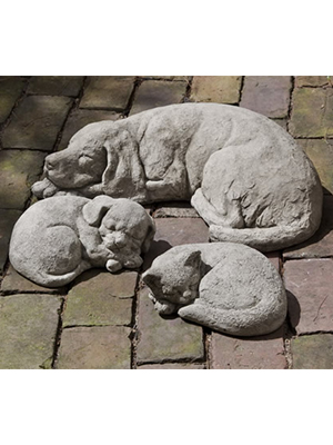 Cast Stone Sleeping Dog - Click Image to Close