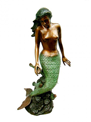 Mermaid Sitting with Fish Fountain