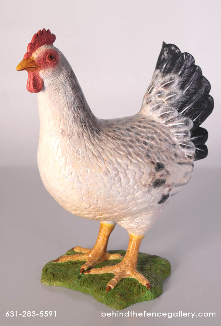 White Chicken Hen Farm Prop Decor Statue - Click Image to Close