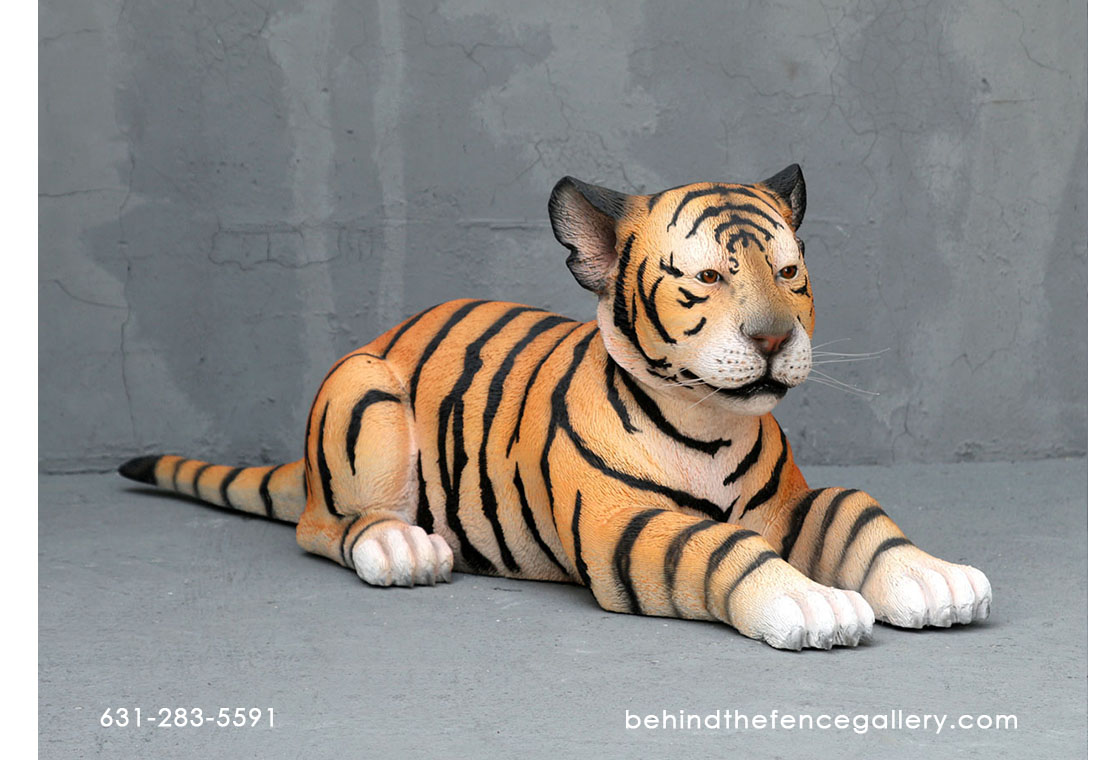 Tiger Cub Lying Statue - Click Image to Close