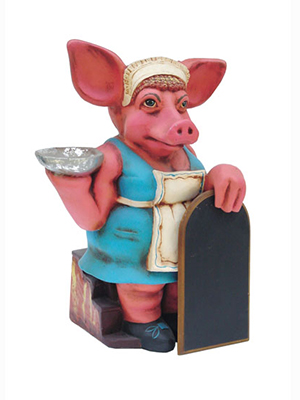 Pig Lady with Menu Board - Click Image to Close