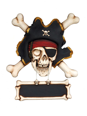 Pirate Skull with Bones Wall Sign - Click Image to Close