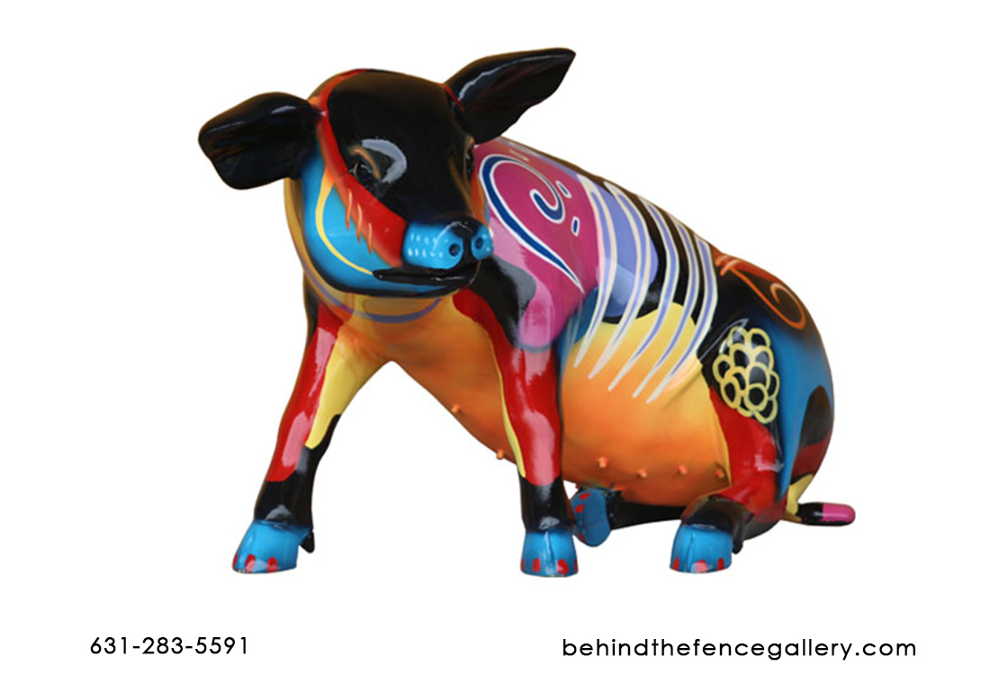 Popart Pig Sitting Statue - Click Image to Close