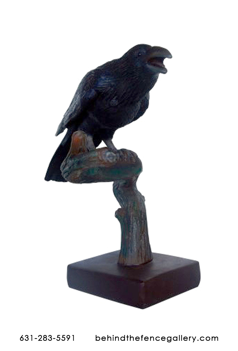 Raven on Branch Statue 1 - Click Image to Close