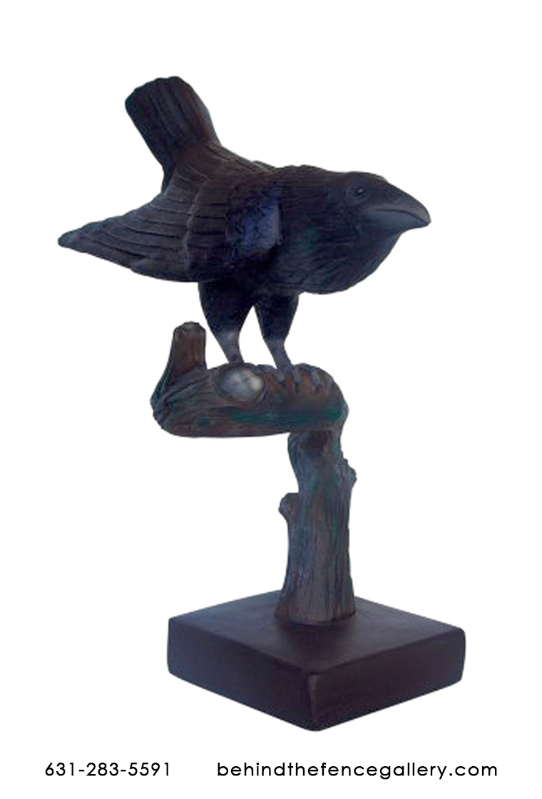 Raven on Branch Statue 2