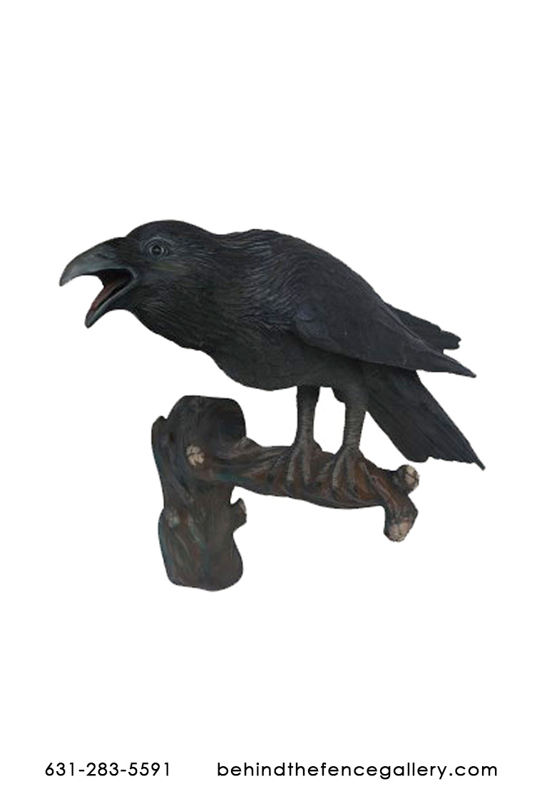 Raven on Branch Wall Mount - Click Image to Close