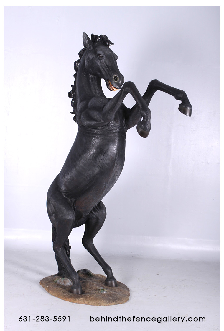 Rearing Black Horse 8 Ft. Statue - Click Image to Close