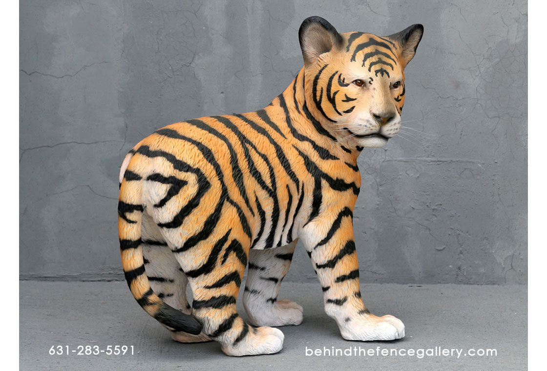 Tiger Cub Standing Statue - Click Image to Close
