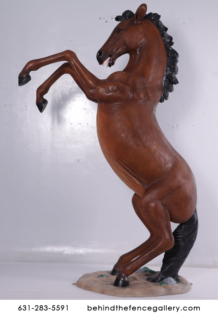 Rearing Chestnut Horse 8 Ft. Statue