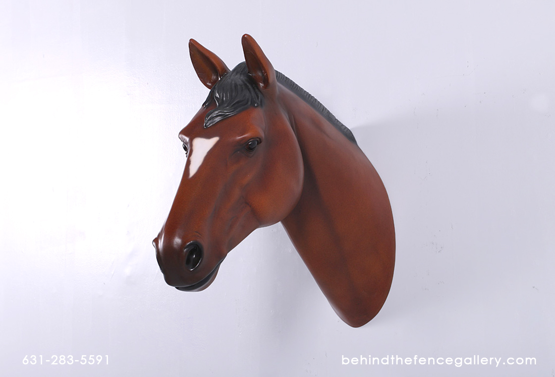 Chestnut Horse Head Wall Mount - Click Image to Close