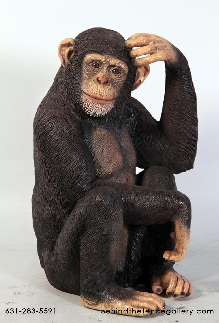 Sitting Chimp Statue - Click Image to Close