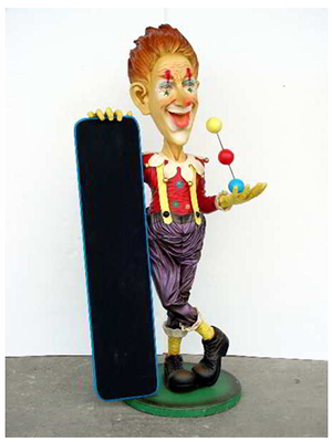 Clown with Chalkboard Sign - Click Image to Close