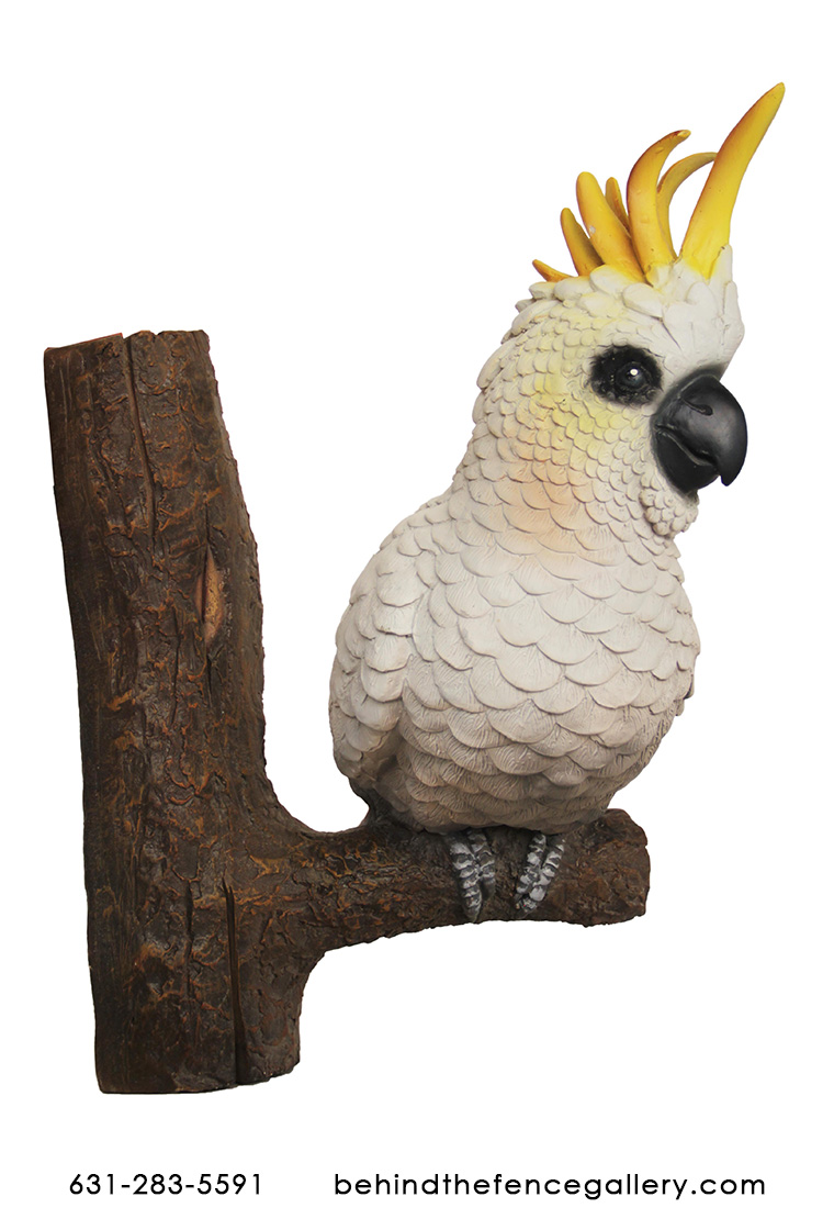 Cockatoo On Branch Statue - Click Image to Close