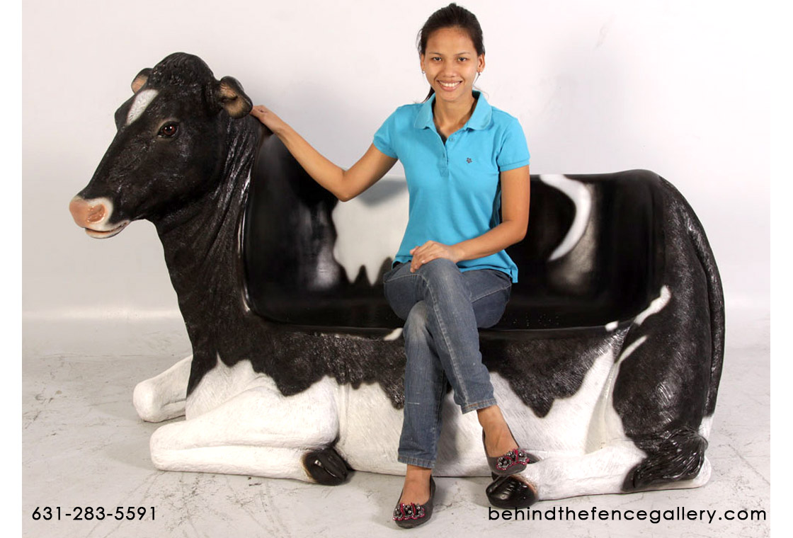 Cow Bench Cow Statue - Click Image to Close