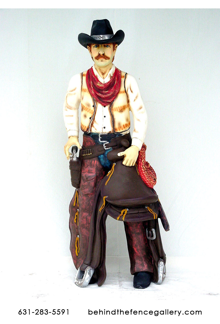 Cowboy w/ Saddle Statue - 6ft