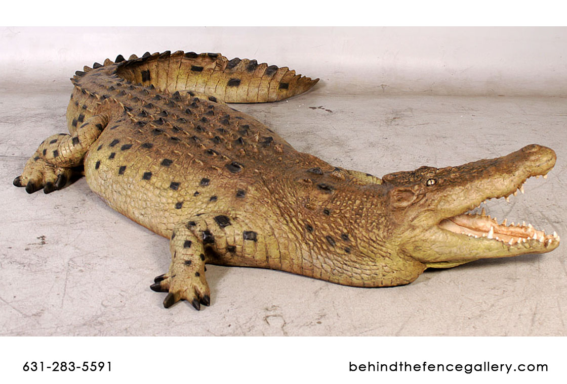 Crocodile 12ft. Statue - Mouth Open - Click Image to Close