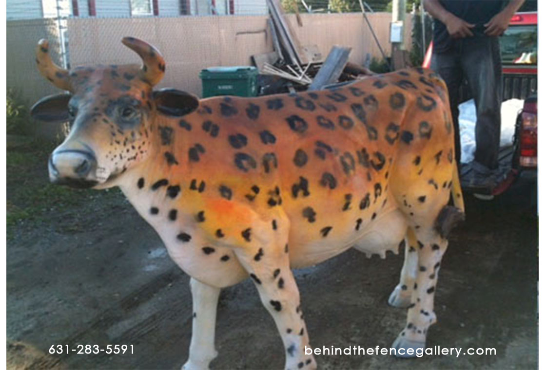 Cheetah Print Cow Statue - Click Image to Close