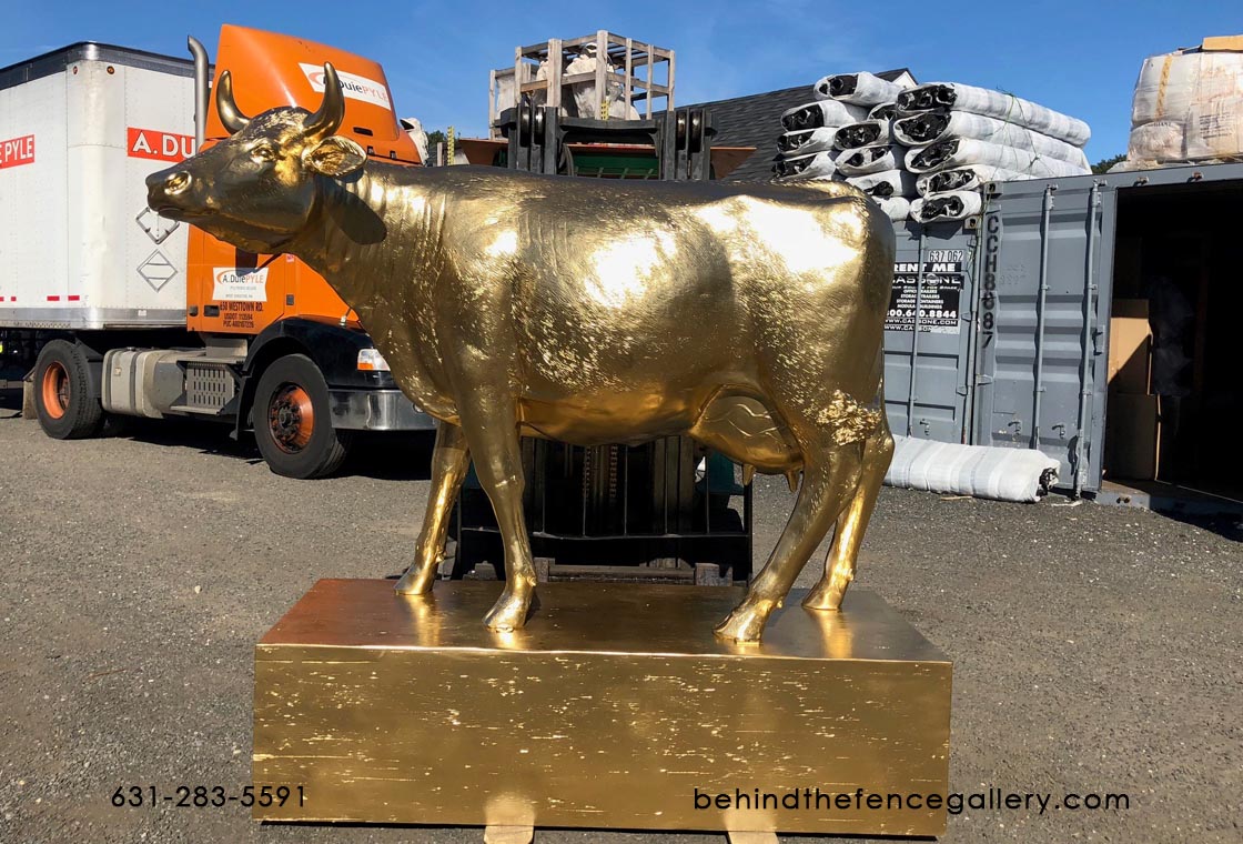 Custom Golden Cow Statue - Click Image to Close