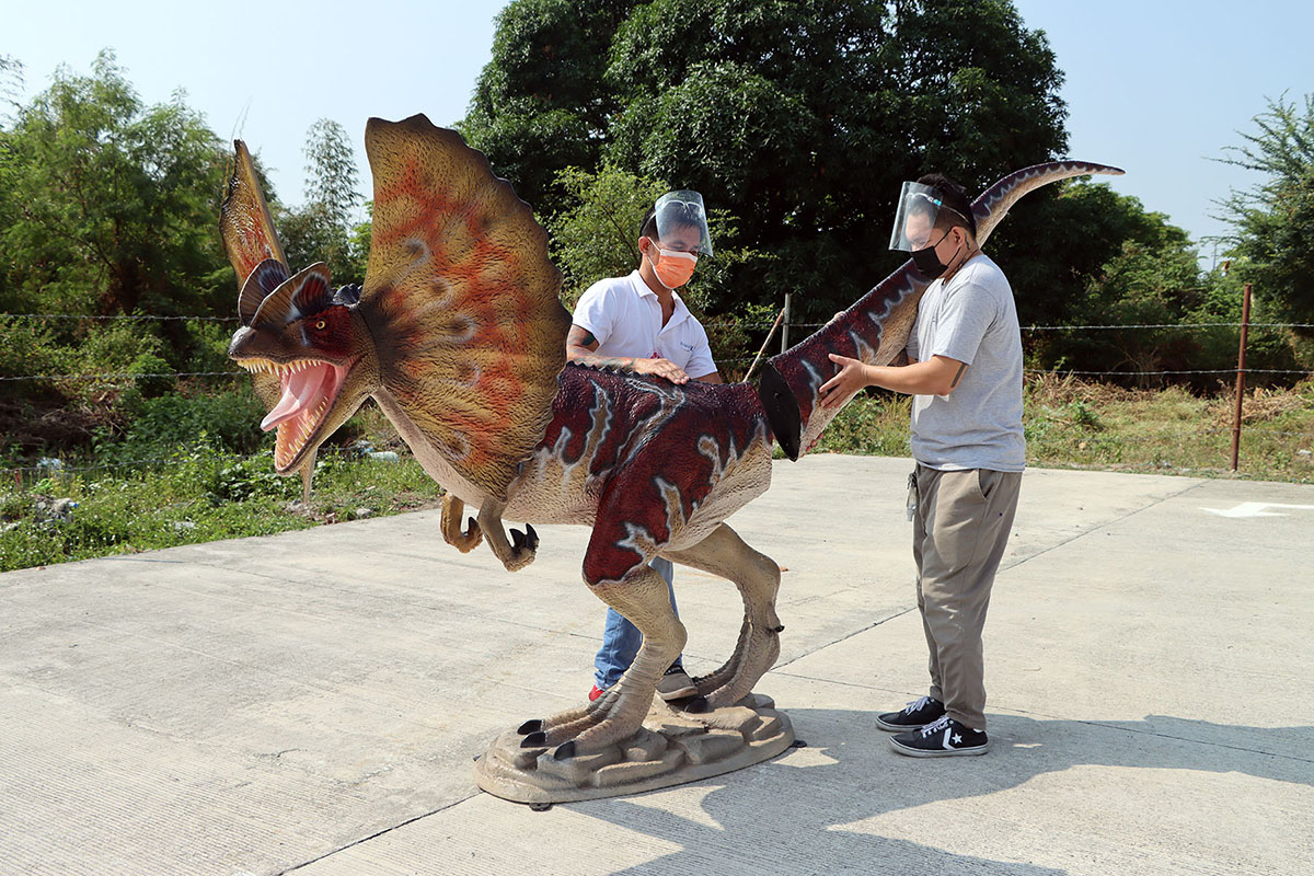 Life Size Dilophosaurus Statue