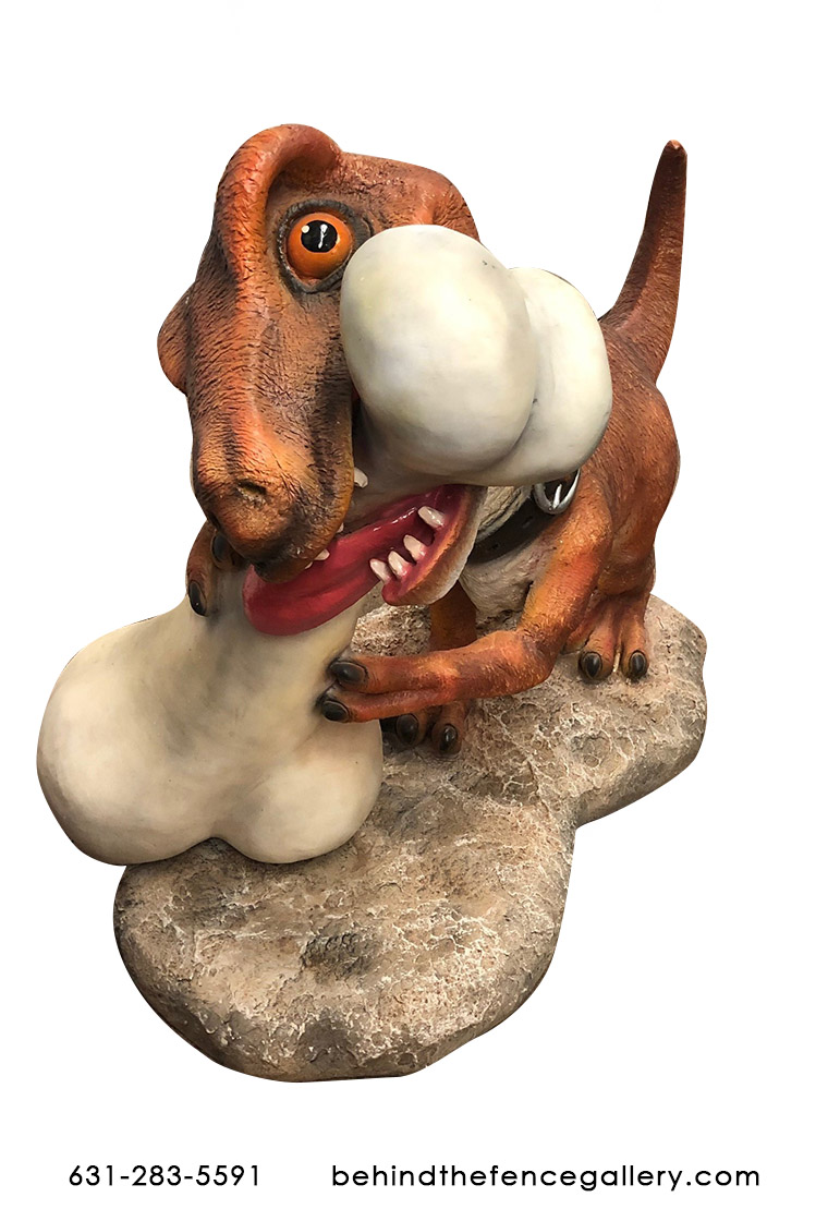 Dinodog with Bone Statue - Click Image to Close