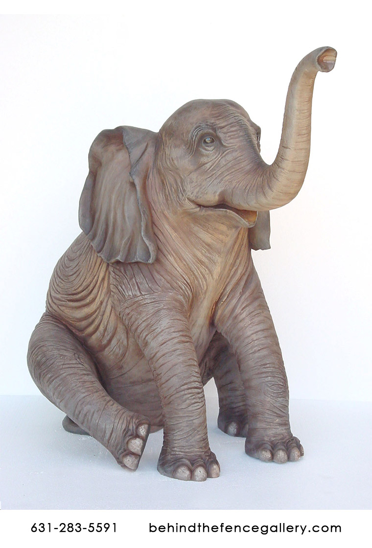 Elephant Sitting Fountain Statue - Click Image to Close